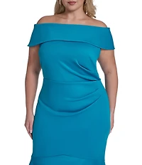 Eliza J Plus Size Off The Shoulder Side Ruched High Low Dress