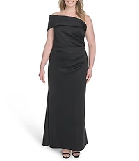 Eliza J Plus Size One Shoulder Side Ruched Long Dress