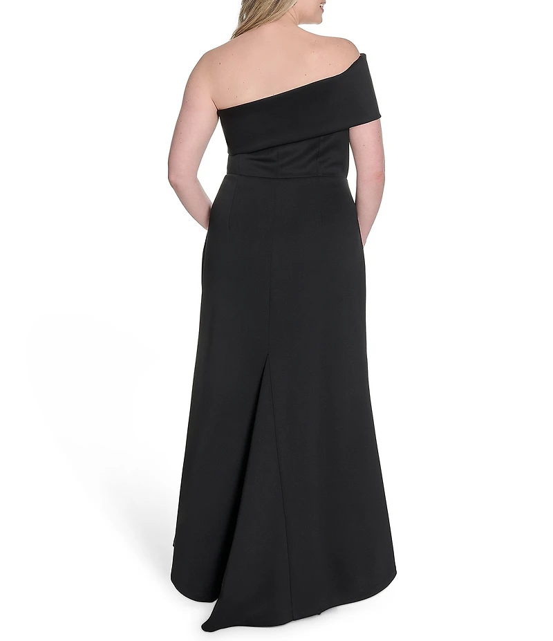 Eliza J Plus Size One Shoulder Side Ruched Long Dress