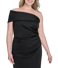 Eliza J Plus Size One Shoulder Side Ruched Long Dress