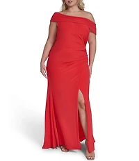 Eliza J Plus Size One Shoulder Slit Gown