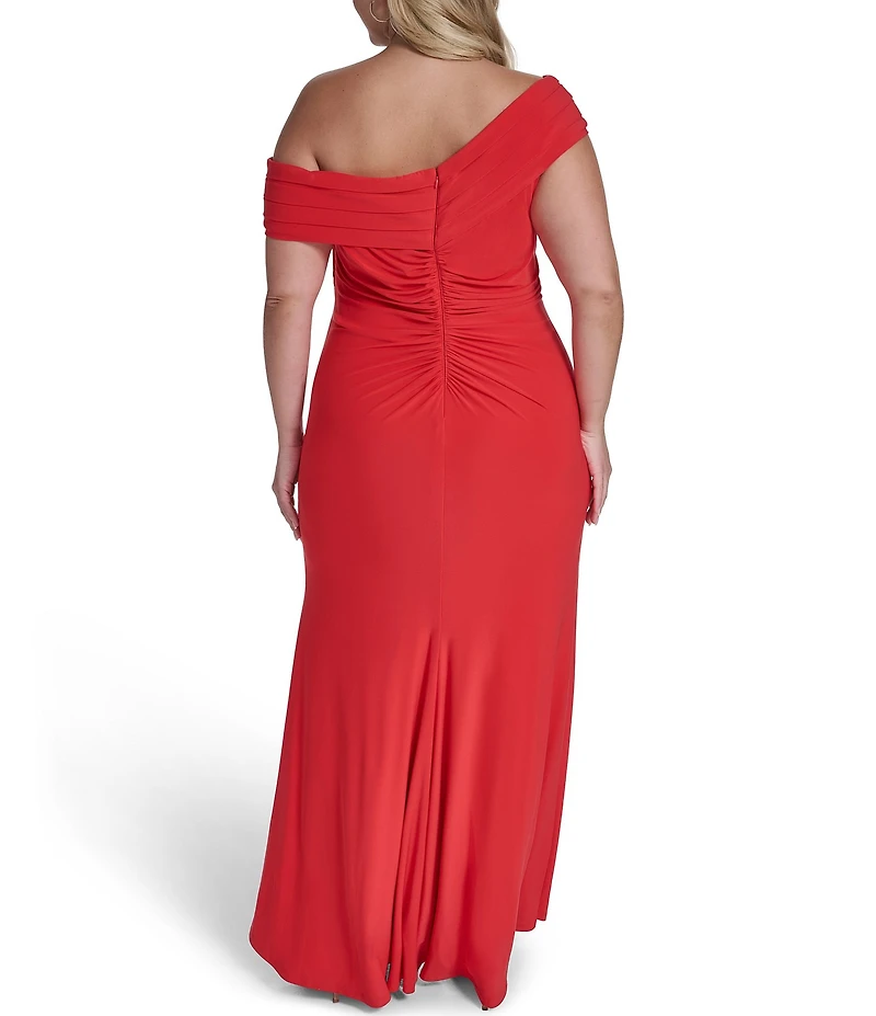 Eliza J Plus Size One Shoulder Slit Gown