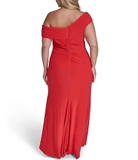 Eliza J Plus Size One Shoulder Slit Gown