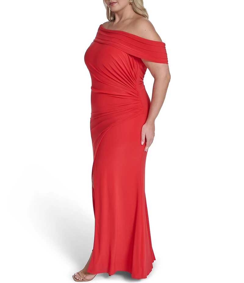 Eliza J Plus Size One Shoulder Slit Gown