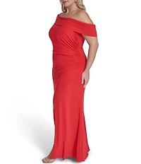 Eliza J Plus Size One Shoulder Slit Gown