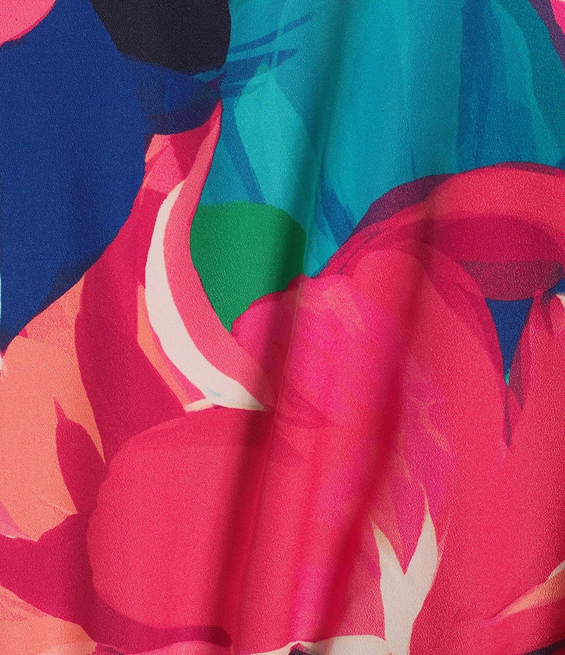 Eliza J Plus Size Smock Collar V-Neck Puff Sleeve Tiered Skirt Dress