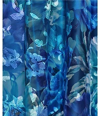 Eliza J Printed Sleeveless V Neck Fit and Flare Knee Length Dress