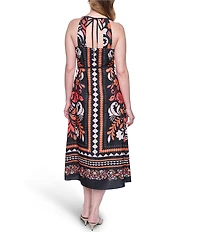 Eliza J Printed Tie Back Midi Dress