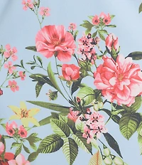 Eliza J Scuba Crepe Floral Print V-Neck Short Puff Sleeve Sheath Mini Dress