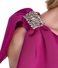 Eliza J Scuba Midi Dress With Bow Shoulder Drape