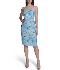 Eliza J Sequin Floral Embroidered Mesh Sleeveless Sheath Dress