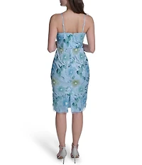 Eliza J Sequin Floral Embroidered Mesh Sleeveless Sheath Dress