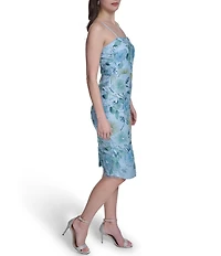 Eliza J Sequin Floral Embroidered Mesh Sleeveless Sheath Dress