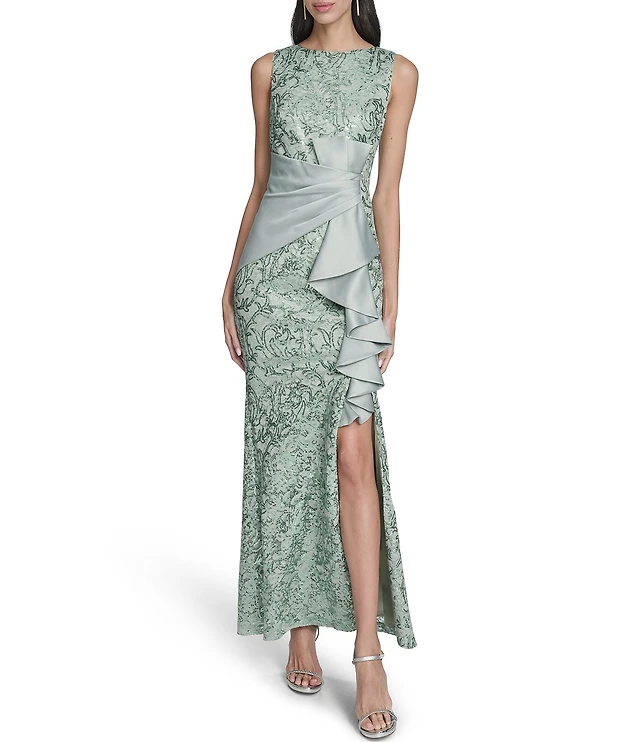 Eliza J Sleeveless Boat Neck Sequin Floral Gown at Hamilton Place in  Chattanooga, TN