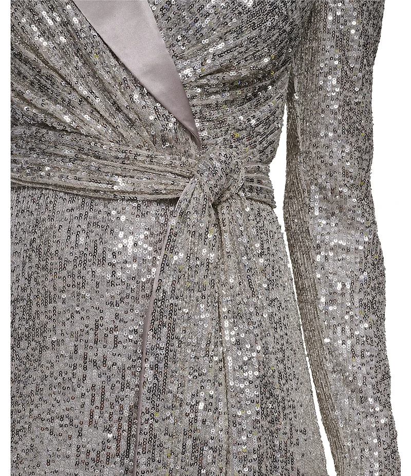 Eliza J Sequin Long Sleeve Shirt Dress Gown