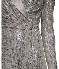 Eliza J Sequin Long Sleeve Shirt Dress Gown