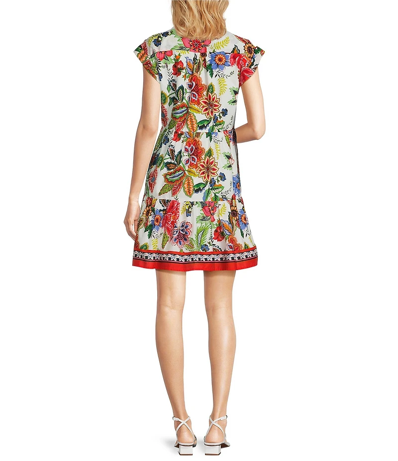 Eliza J Short Sleeve Floral Shirt Dress