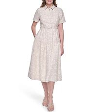 Eliza J Short Sleeve Midi Shirt Dress With Novelty Belt