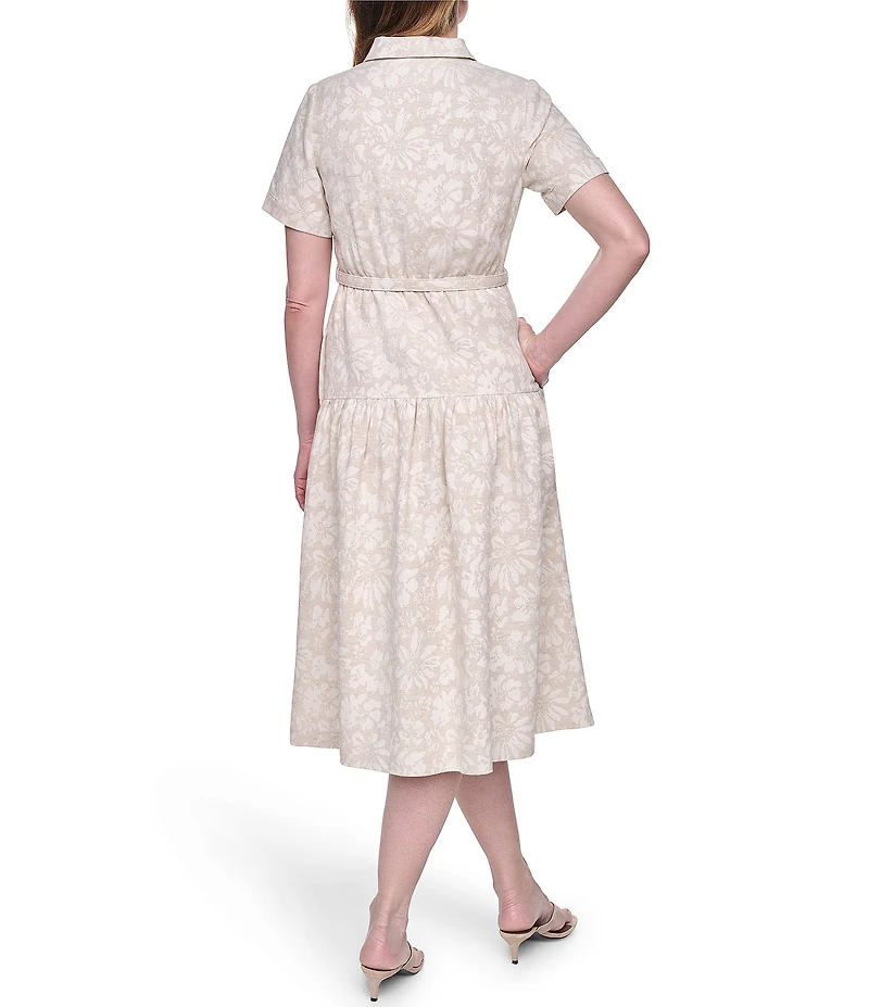 Eliza J Short Sleeve Midi Shirt Dress With Novelty Belt