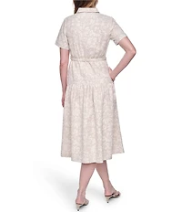 Eliza J Short Sleeve Midi Shirt Dress With Novelty Belt