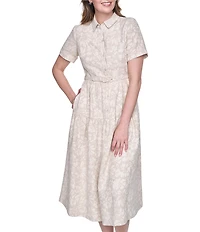 Eliza J Short Sleeve Midi Shirt Dress With Novelty Belt