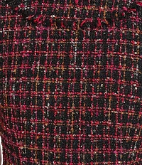 Eliza J Short Sleeve Metallic Tweed Embellished Pockets Shift Dress