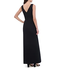 Eliza J Sleeveless Gown With Ruffle and Gathered Front