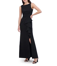 Eliza J Sleeveless Gown With Ruffle and Gathered Front