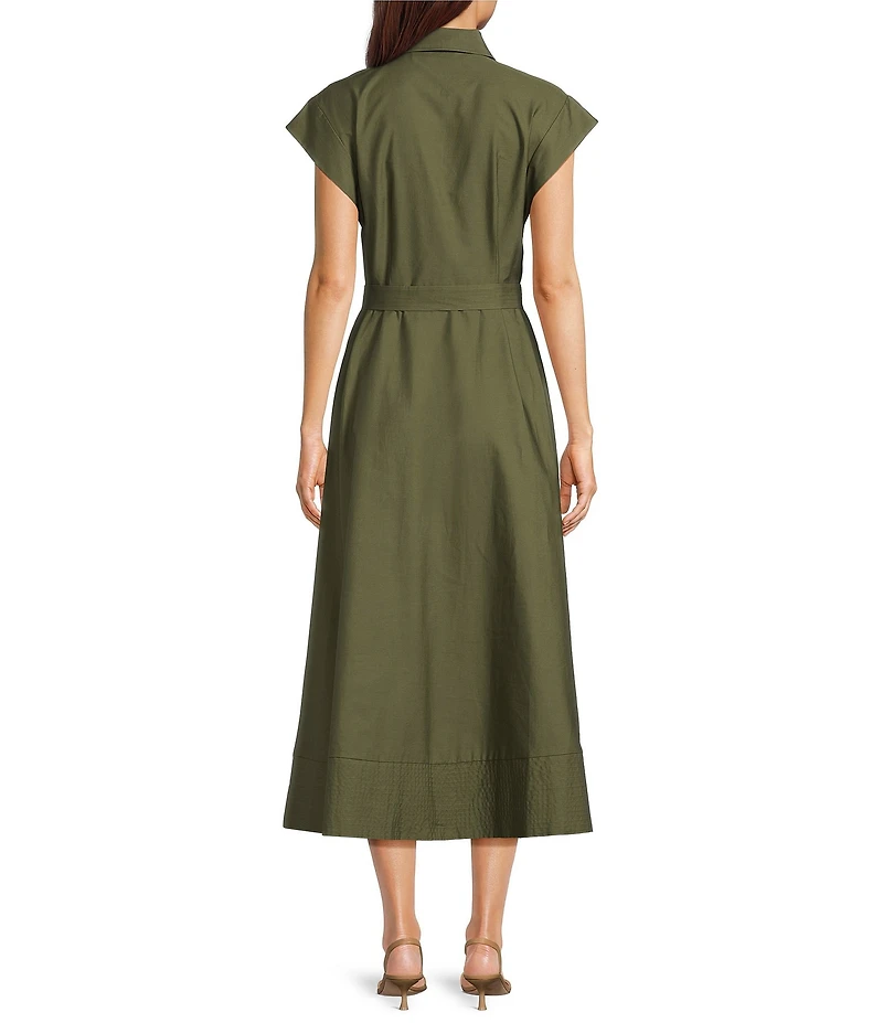 Eliza J Sleeveless Midi Belted Shirt Dress