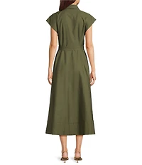 Eliza J Sleeveless Midi Belted Shirt Dress