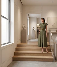 Eliza J Sleeveless Midi Belted Shirt Dress