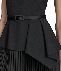 Eliza J Sleeveless Peplum Pleated Short Belted Dress