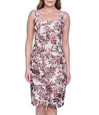 Eliza J Sleeveless Square Neck Button Down Sheath Dress With Pockets