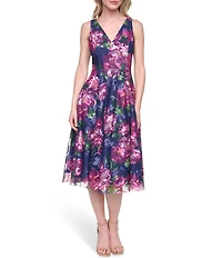 Eliza J Sleeveless V Neck Fit & Flare Knee Length Dress