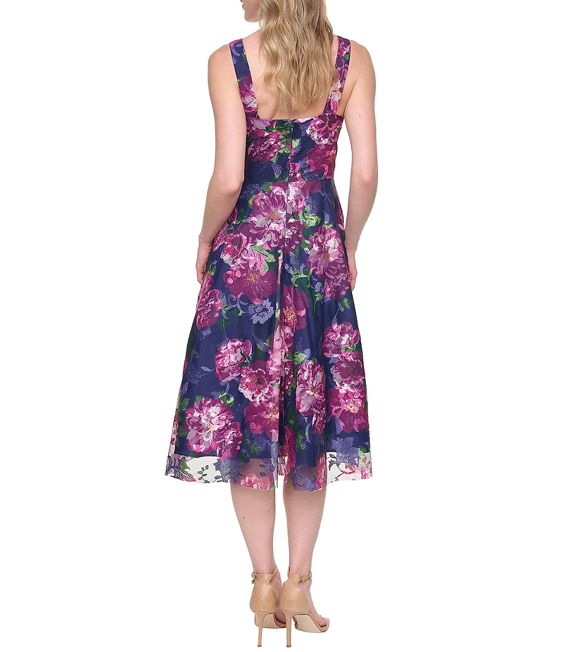 Eliza J Sleeveless V Neck Fit & Flare Knee Length Dress
