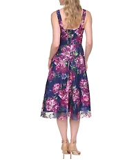 Eliza J Sleeveless V Neck Fit & Flare Knee Length Dress