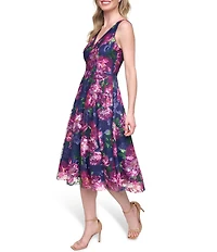 Eliza J Sleeveless V Neck Fit & Flare Knee Length Dress