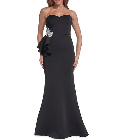 Eliza J Strapless Embellished Gown