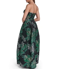 Eliza J Strapless Jacquard A Line Gown