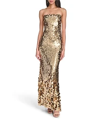 Eliza J Strapless Sequin Sheath Gown