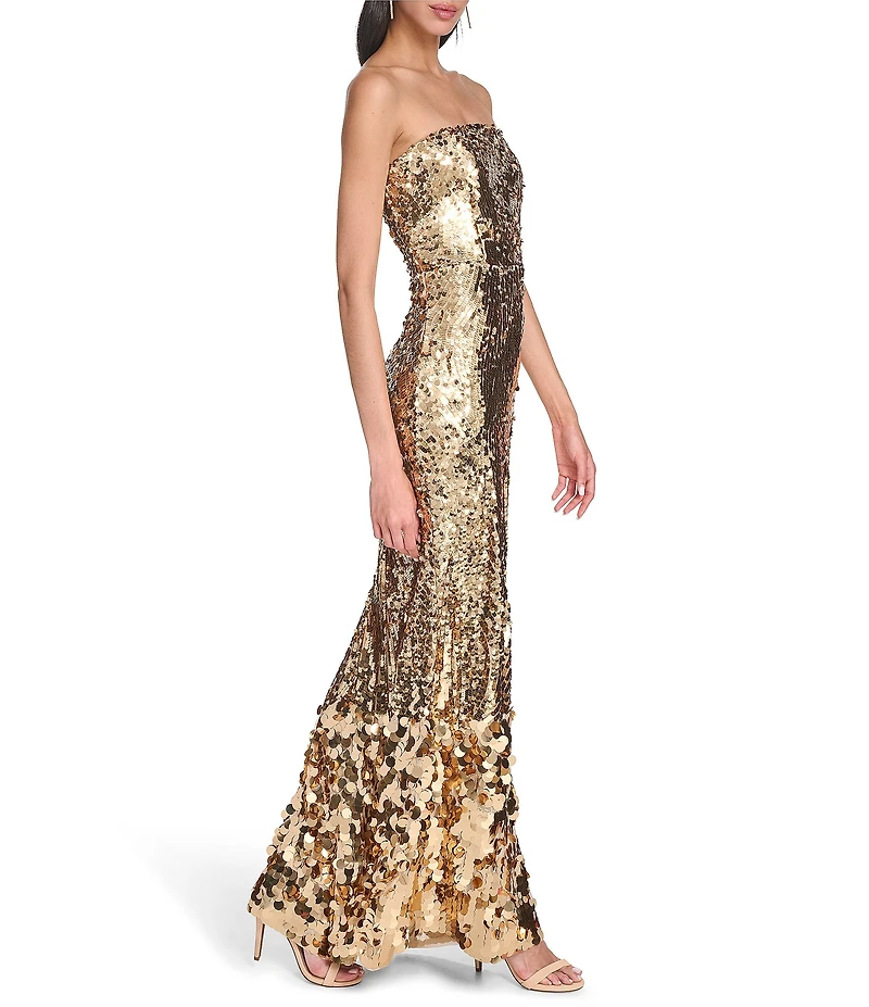 Eliza J Strapless Sequin Sheath Gown