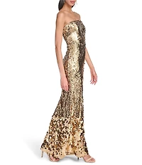 Eliza J Strapless Sequin Sheath Gown