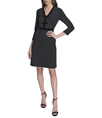 Eliza J V Neck Short Dress With Bows