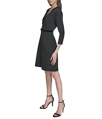Eliza J V Neck Short Dress With Bows