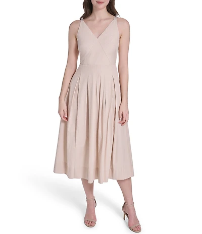 Eliza J V Neck Striped Midi Sundress