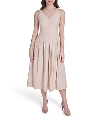 Eliza J V Neck Striped Midi Sundress