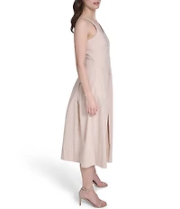 Eliza J V Neck Striped Midi Sundress