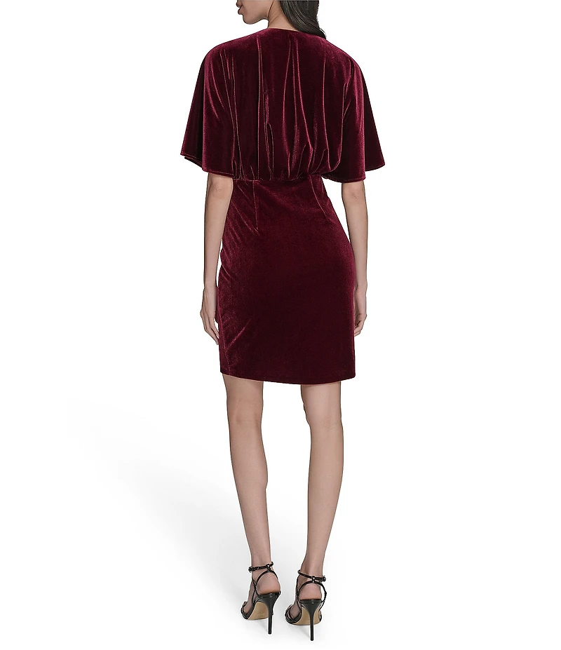 Eliza J Velvet V-Neck Dolman Sleeve Wrap Mini Dress