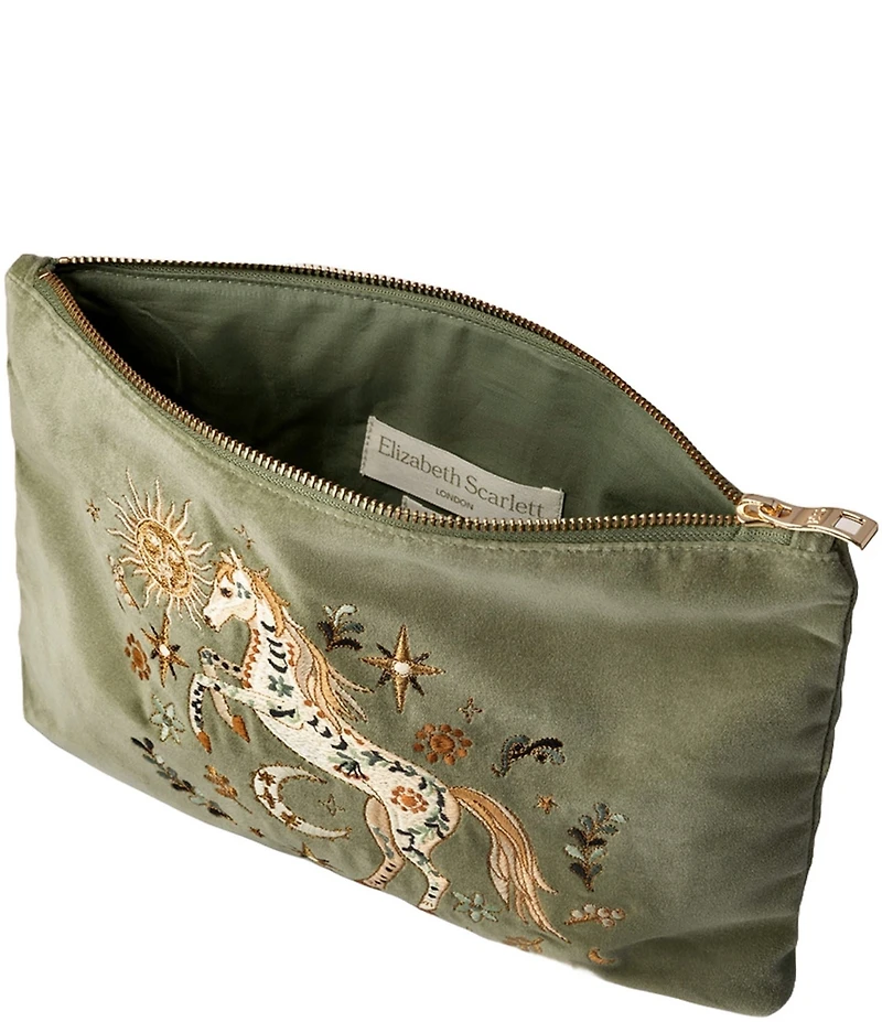 Elizabeth Scarlett Mystical Horse Velvet Everyday Pouch