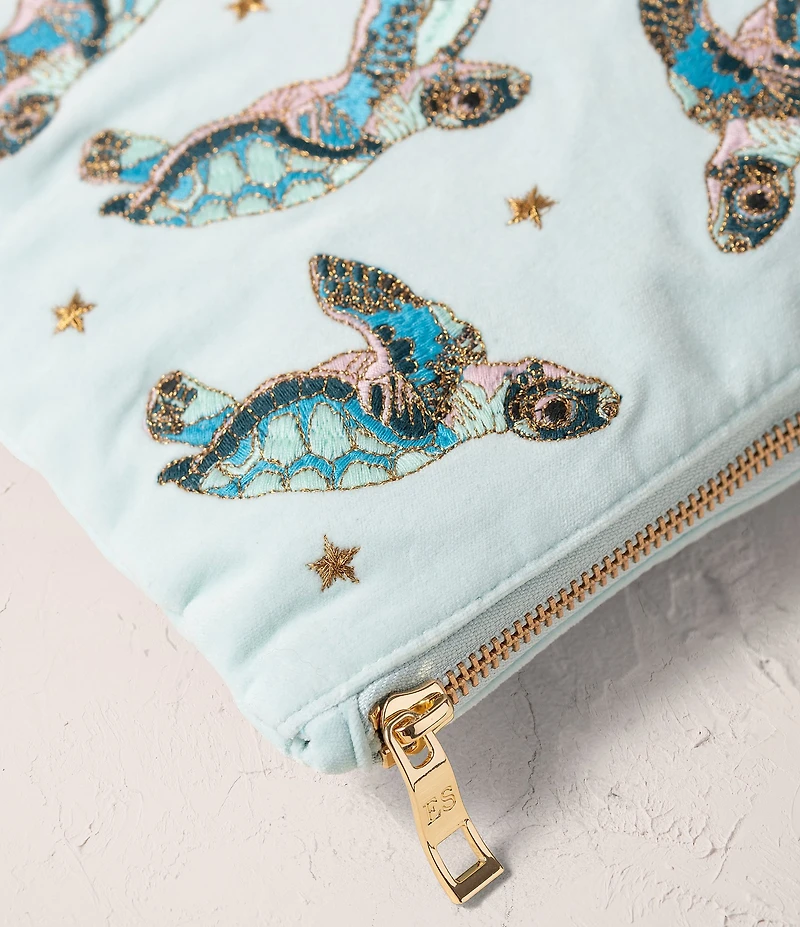 Elizabeth Scarlett Baby Turtle Velvet Everyday Pouch